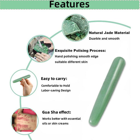 Gua Sha Massage Tools Jade Manual Stick Deep Tissue Natural Facial Tool for Full Body Meridian Pain Relief...