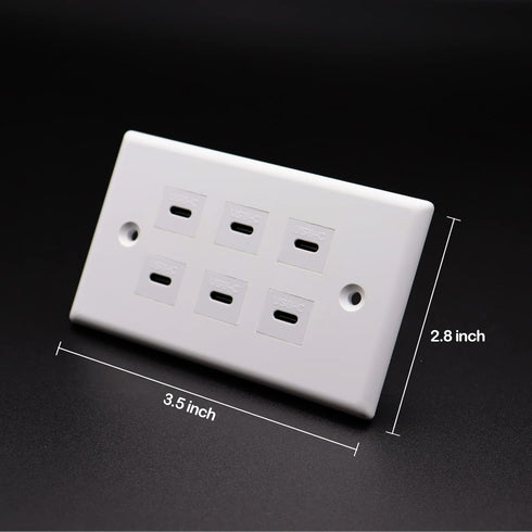 USB C Charger Wall Outlet Plate, LOKEKE 6 Ports USB Type C Power Wall Outlet Plug Plate for Smartphone Pad Switch, White...