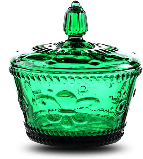 European Retro Nostalgic Three-Dimensional Relief Color Glass Jar Candy Jar Seasoning Jar With Lid...