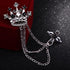 Cross Crown Long Chain Brooch, Rhinestone Tassel Brooch Pin,Retro Crystal Suit Pins Collar Pin,Coat Tassel Chain Lapel Pins for Men's Suit Accesso...