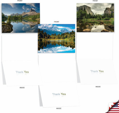 The Best Card Company 10 Assorted Landscape Thank You Notes Box Set 4 x 5.12 Inch with Envelopes (10 Designs, 1 Each) Reflections M1728TY...