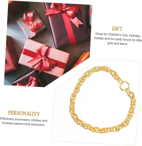 50pcs Adjustable Gold Necklace Golden Dolls Chain Necklace Gold Necklace Prom Miniature Gold Chain Necklace Hip Hop Chain Necklace Toys Princess A...