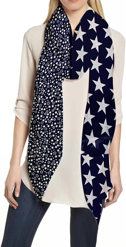 Lina & Lily Star Print Women's Scarf Shawl Wrap Lightweight Spring Fall Winter...