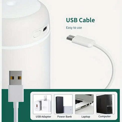 Portable Mini Humidifier, Colorful, Cool Mist, USB Powered. Perfect for Bedroom, Office & Car (300ml, Gray)...