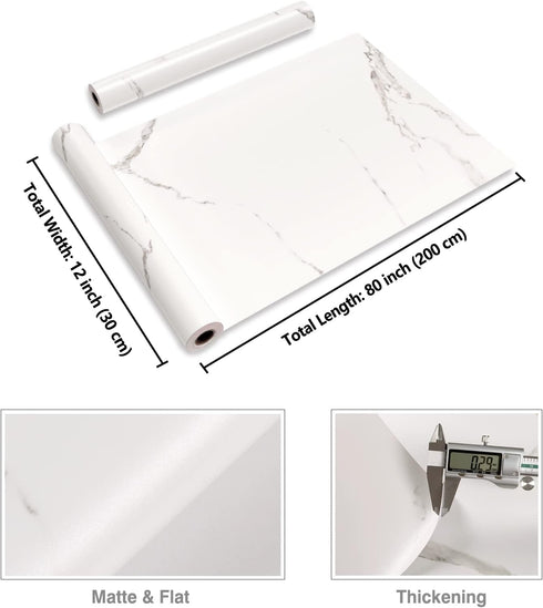 CRE8TIVE White Marble Contact Paper for Countertops Matte Marble Wallpaper Peel and Stick Removable Marble Countertop Contact Paper Waterproof Sel...