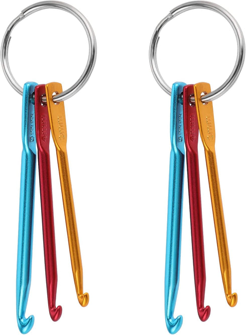 WLLHYF 6 Pcs Crochet Hook Keychain 3/4/5mm Portable Crochet Keychains Kit Mini Creative Keychains Zinc Alloy Key Chain DIY Crafts Knitting Needle ...