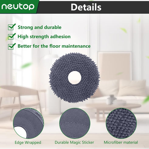 Neutop Replacement Mopping Pads Microfiber Mop Cloths Compatible with Roborock Q Revo, Robot Vacuums and Mops Parts Accessories, 4-Pack....