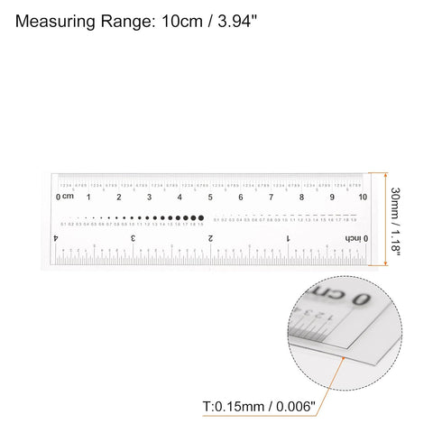 Film Flexible Ruler 4 Inch 0.1mm Scale PET Plastic Covered Folding Straight Ruler Calibration Soft Ruler Measuring Tool for Factory, Transparent...