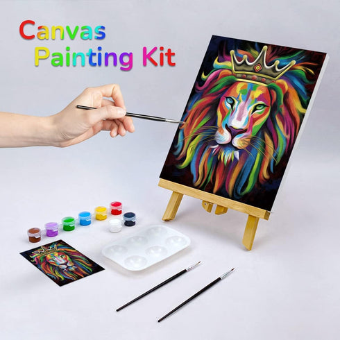 VOCHIC Canvas Painting Kit Pre Drawn Canvas for Painting for Adults Party Kits Paint and Sip Party Supplies 8x10 Canvas to Paint Lion King Paint A...