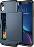 SAMONPOW for iPhone XR Case Wallet Card Holder Heavy Duty Protection XR Phone Case Wallet Card Holder Dual Layer Anti Scratch Hard PC Soft Rubber ...