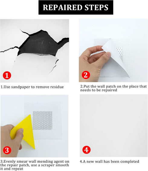 13 Pack Drywall Repair Kit, 2 Inch Drywall Repair Kit Dry Wall Patch Kits, Hole Repair Patch for Ceilings Dry Wall, Comes with Scraper and Sandpap...