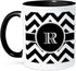 3dRose mug_222080_4 Black and white chevron monogram initial R - Two Tone Black Mug, 11oz...