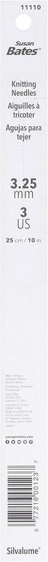 Susan Bates 10-Inch Silvalume Single Point Knitting Needle, 3.25mm, Blue......