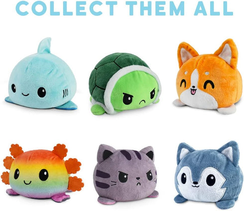 TeeTurtle - The Original Reversible Monster Plushie - Blue + Red Stripes Cyclops - Cute Sensory Fidget Stuffed Animals That Show Your Mood - Perfe...