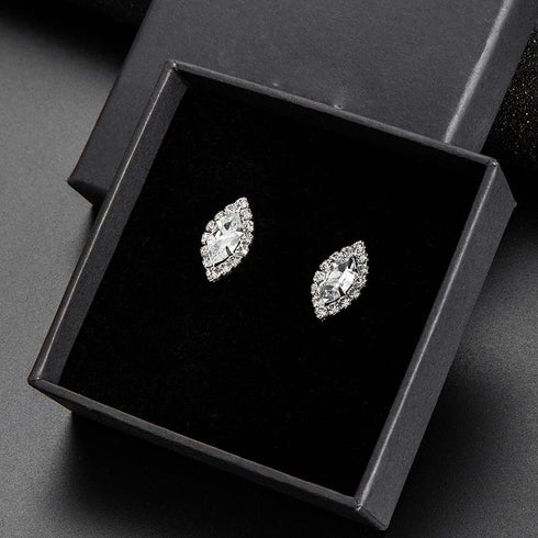 Bride Simple Crystal Necklace Earrings Set Women Bridal Wedding Jewelry Sets Rhinestone Choker Necklace Prom Jewelry Set for Women (Silver 3)...