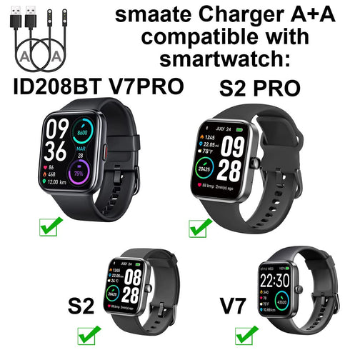 Smart Watch Cables Compatible with TOZO S3, Woneligo W13, Gydom Amzhero IDW13, MILOUZ IDW19, Fitpolo IDW15, Tensky ENOMIR ID208BT, SKG V7 V7PRO, I...