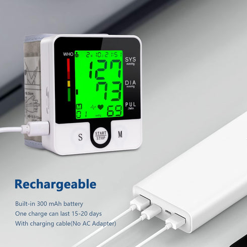 Wrist Blood Pressure Monitor, Talking Digital Automatic Blood Pressure Machine, Rechargeable Blood Pressure Cuff for Home Use, Adjustable Bp Cuff,...