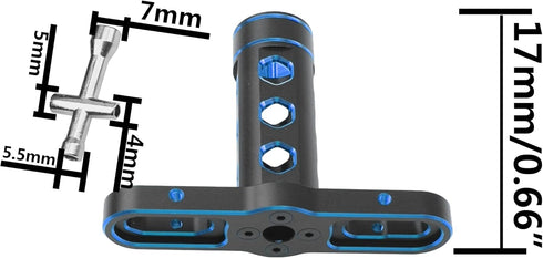 RC Car Tool 17mm Hex Adapter Wheel Wrench w/ 4mm 5mm 5.5mm 7mm Hex Socket Wrench Compatible with Traxxas Axial Arrma HSP Redcat Tamiya ECX HPI 1/8...