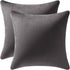 DEZENE Throw Pillow Covers 18x18 Dark-Grey: 2 Pack Cozy Soft Velvet Square Decorative Pillow Cases for Farmhouse Home Decor...