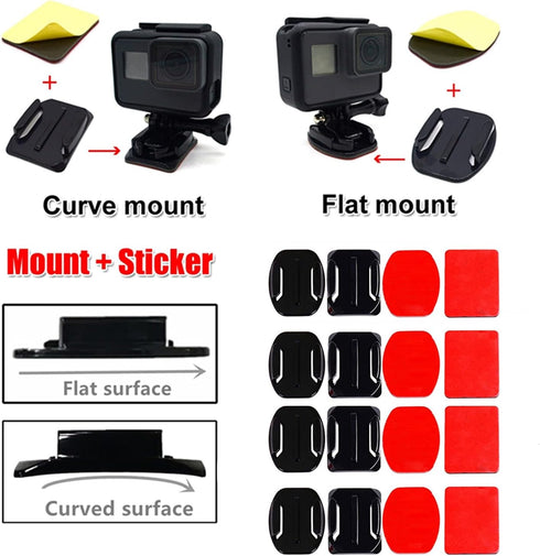 Helmet Adhesive Sticky Mounts and Buckle and Thumb Screws Accessory Kit,Compatible with GoPro Hero 11 10 9 8 Max Go Pro 7 6 5 4 3 3+ 2018 Session ...