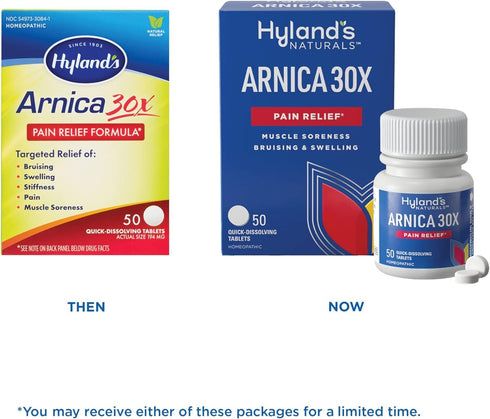 Hyland's Naturals Arnica Montana 30x Tablets, Natural Relief of Bruises, Swelling & Muscle Soreness, Quick Dissolving Tablets, 50 Count (Pack of 2...