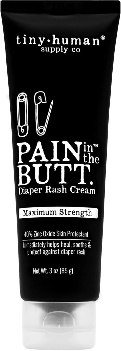 Pain in The Butt MAX Diaper Rash Cream, 3oz, 40% Zinc Oxide, 1-Pack, Natural Ingredients, Petrolatum Free, Soothing, Rapid Relief and Protection f...
