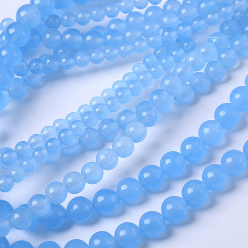 60PCS 6MM Natural Aquamarine Chalcedony Stone Beads Energy Healing Beads for DIY Jewelry Bracelet Necklace Making for Jewelry Making15Inch...