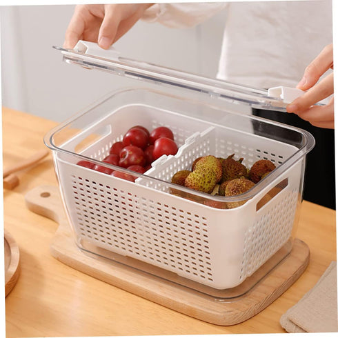 1pc Double Storage Basket Plastic Drawer Plastic Storage Bins Clear Organizer Box Over The Sink Colander Strainer Basket Fridge Pull Out Bin Veggi...