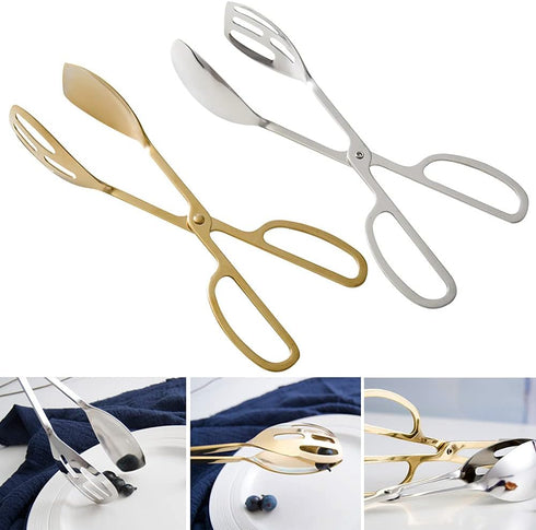 Food Tongs, Stainless Steel Kitchen Tongs Salad Tongs for Cooking, Barbecue, Pastry, Sandwich, Ice, Serving Scissors Tongs...