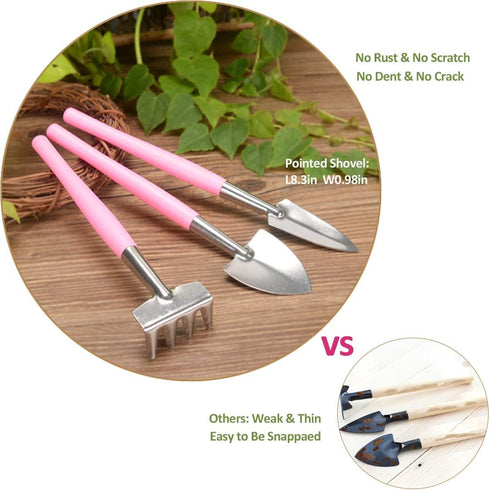 Melphoe 25Pcs Mini Garden Hand Transplanting Succulent Tools Set, 39.4" Thickened Repotting Mat & Plant Tag, Miniature Planting Indoor Fairy Care,...