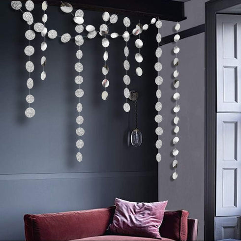 Cheerland Glitter Silver Circle Dot Garlands Metallic Silver Party Decorations Hanging Circle Banner Streamer Backdrop Decor Wedding Birthday Bday...