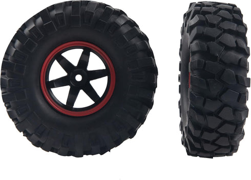 6-Spoke 1.9" Rubber Tires 108mm Wheels & 12mm Hex Hub Wheel Rims Compatible with 1/10 Axial D90 SCX10 CC01 TF2 RC Off-Road Climbing Crawler Car...