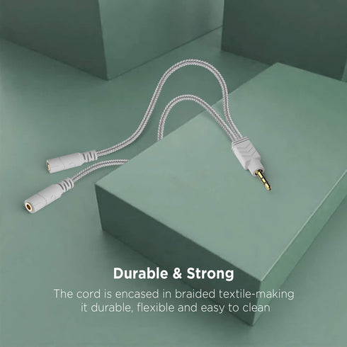 DUKABEL Headphone Splitter, AUX Splitter Cable for Headset Knitted 3.5mm Splitter 2-Way Audio Splitter Stereo Audio Y Cable Produces Equal Audio O...