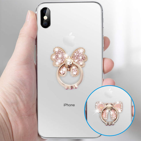 Finger Ring Stand Grip,2 Pack Luxury Glitter Diamond Universal Metal Kickstand for iPhone 16/15/14/13 Pro Max, Galaxy S24/S23/S22 Ultra, Finger Ri...