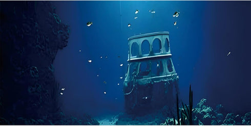 AWERT 30x18 inches Undersea Aquarium Background Ruins Aquarium Background Undersea Shipwreck Fish Tank Background...