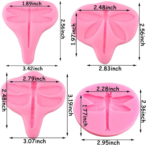 Mujiang Dragonfly Silicone Candy Chocolate Fondant Molds For Resin Sugar Gumpaste Cake Decorating Set Of 4...