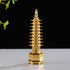 BRABUD 7'' Alloy Fengshui 9 Level Pagoda Wenchang Tower Statue Protection Business Rises Desk Decor Collectible Golden Color ZD112...