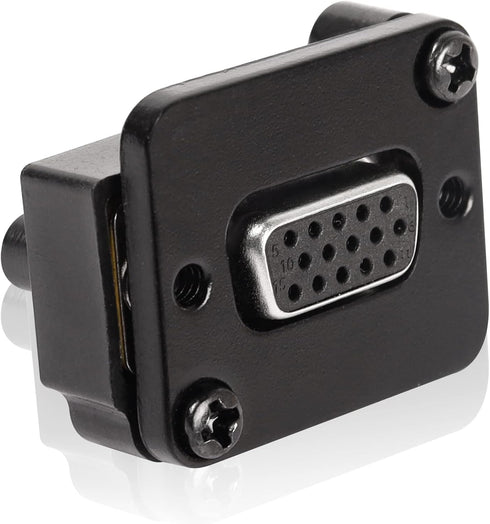 QIANRENON DB15 Panel Mount Straight Through Connector VGA Female to Female Panel Socket Converter 3 Row 15 Hole VGA Panel Coupler, Transmits Analo...
