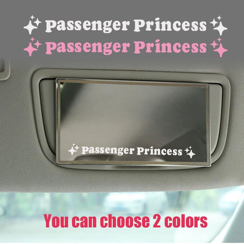 3PCS Passenger Princess Sticker, Passenger Princess Rearview Mirror Decal, Cute Vinyl Stickers Car Mirror Decal for Car Window Rearview Mirror, Fu...