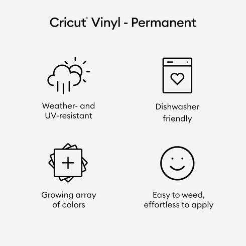 Cricut Premium Permanent Vinyl Roll (12 in x 15 ft), Weather-Resistant, Dishwasher-Safe & Fade-Proof, Compatible with Cricut Cutting Machines, Cre...