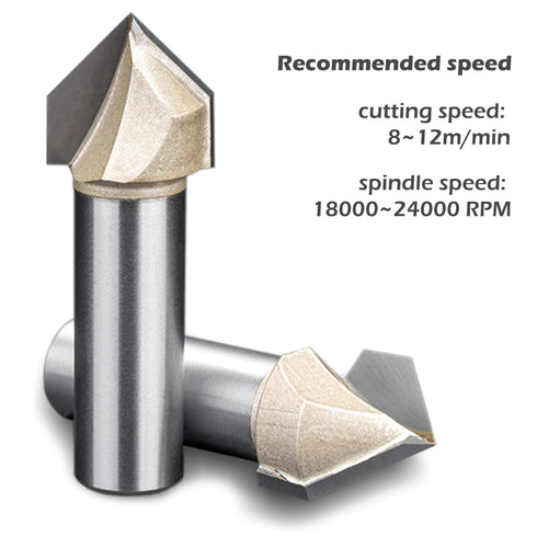 V Groove Router Bit 90 Degree Double Flute Chamfer and Bevel Bit Carbide Tipped Woodworking Tool Engraving Router Bit 7/8" Dia x 1/2 Inch Shank...