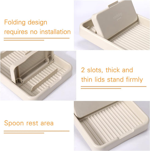 AIERSA Spoon Rest with Lid Holder for Stove Top (1 Pack) Spatula Ladle Pot Lid Utensil Rest for Countertop,Kitchen Gadgets Accessories for Cooking...