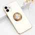 for iPhone 12 Phone Case with 360° Rotatable Finger Ring Holder Kickstand Magnetic Shiny Gold Plated Edge for Women Men Shockproof Soft TPU Protec...