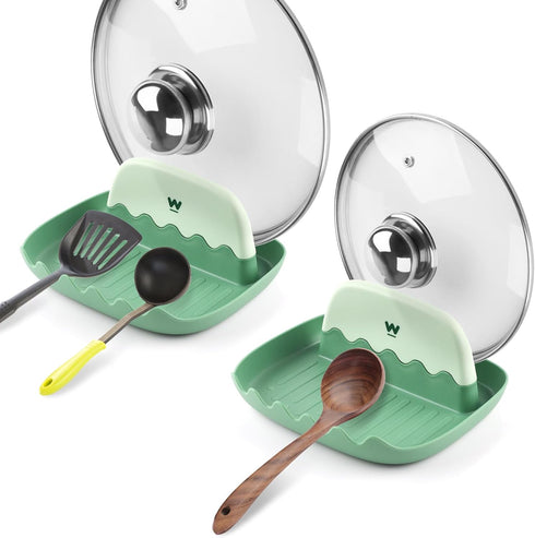 Spoon and Lid Rest - 2 Packs Spoon Rest with Lid Holder, Neat & Drip-Free Spoon Rest for Countertop Stove Top, Heat-Resistant Utensil Rest for Spo...