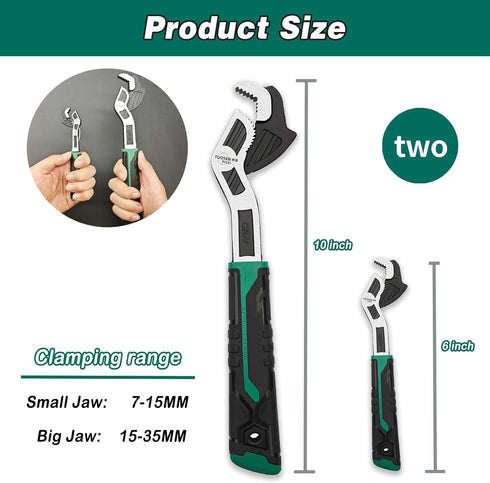 2PC Adjustable Wrench,Auto Size Adjusting Wrench,0.6"-1.38"(7-35MM) Self-Adjusting Quick Wrench,Multi-Size Spring Adjustable Wrench,Auto Size Rapi...