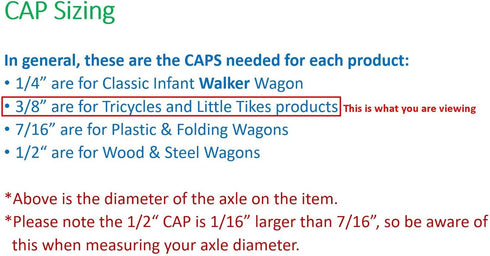 Hub Caps for Bike/TRIKES Compatible with Popular Red Wagon Brand - fits 3/8 Axle Diameter (Red)...