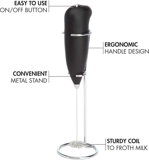 Primula Milk Frother With Stand, Handheld Whisk, Drink Foamer, Mini Blender Mixer For Coffee, Frappe, Bulletproof, Matcha, Espresso. Battery Opera...