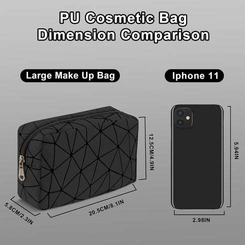 Makeup Bag for Purse, 8.1" x 4.9" Portable Small Cosmetic Bag for Girls Women, Small Travel Makeup Organizer Bag (Black)...