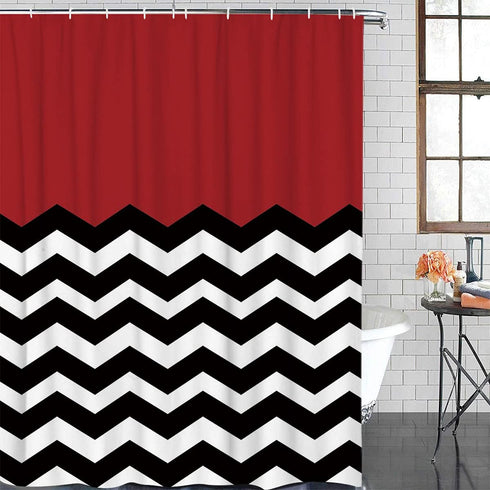 Vandarllin Red Black and White Chevron - Extra Long 72x84 Inches Shower Curtain Custom Made...