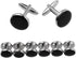 FM FM42 Mens Black Enameled Round Cufflinks Set for Clothing Shirts, Pack of 8...